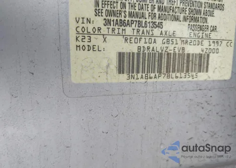 2011 Nissan Sentra 2.0Sl из США, поврежденный, VIN 3N1AB6AP7BL613545